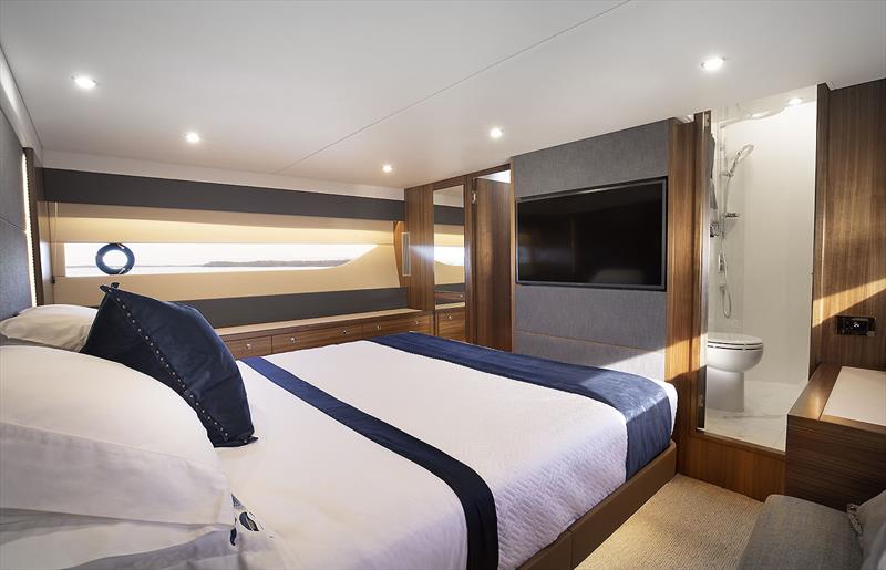 Amidships is the Master Stateroom and note the sole is virtually all one level! photo copyright Maritimo taken at  and featuring the Power boat class
