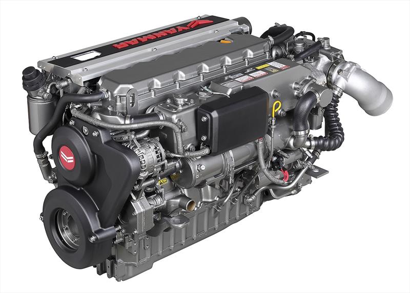 Yanmar 6LY440 6 cylinder 5.8L marine Tier 3 engine. Rated 324 kW (440mhp@3300 rpm), 4-valve cylinder head, direct injection with Denso Common-rail system, turbo charged with watercooled turbine housing photo copyright Power Equipment taken at  and featuring the Power boat class