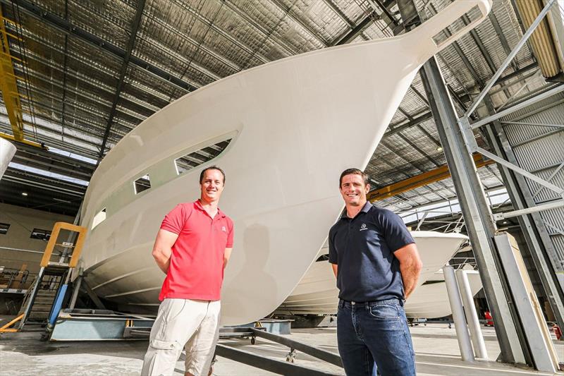 Riviera's Supply, Planning and Production Director Kyle Davison (left) and Riviera's Safety and Training Manager Adam Houlahan photo copyright Riviera Studio taken at  and featuring the Power boat class