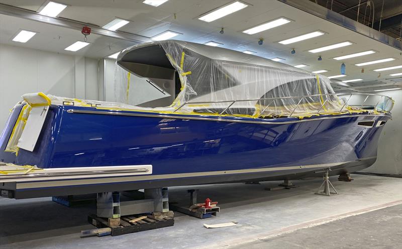 Displaying her true colours - the first Cape50 nears completion photo copyright Cape Motor Yachts taken at  and featuring the Power boat class