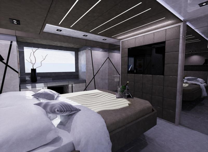 Gladiator 631 Next - Master room from fore photo copyright Canados Yachts taken at  and featuring the Power boat class