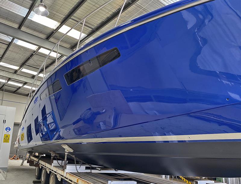 Topsides of the new Cape50 painted by Steve Campbell himself photo copyright Composites Constructions taken at  and featuring the Power boat class