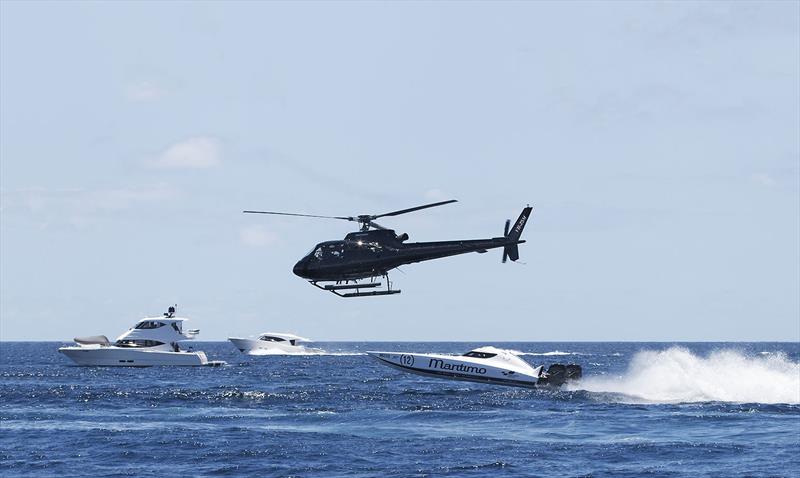 Airborne with Maritimo Racing photo copyright John Curnow taken at  and featuring the Power boat class