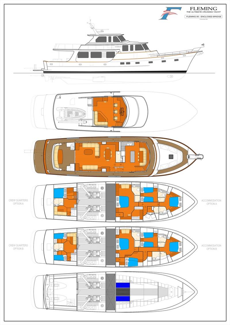 Fleming 85 - General Arrangement Enclosed Bridge photo copyright Fleming Yachts taken at  and featuring the Power boat class