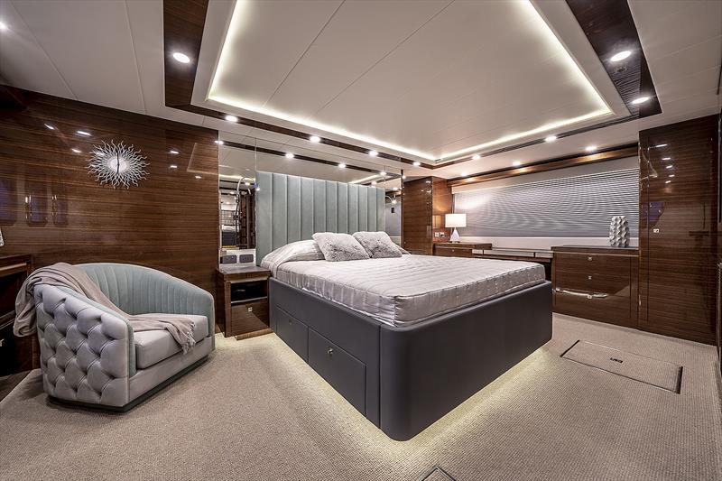 The Master Stateroom is quintessentially and totally in line with her name, Panache photo copyright Whitehaven taken at  and featuring the Power boat class