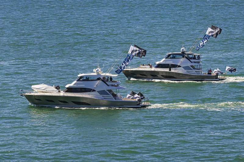 The flagships leading the flotilla – two majestic Riviera 72 Sports Motor Yachts photo copyright Riviera Studio taken at  and featuring the Power boat class