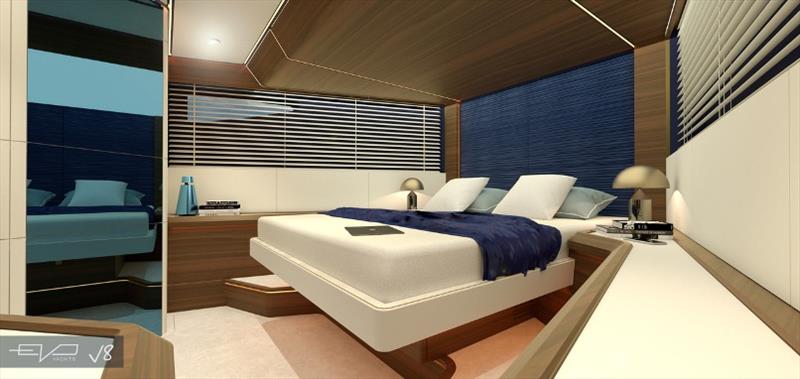 Evo V8 - Bow cabin photo copyright Evo Yachts taken at  and featuring the Power boat class