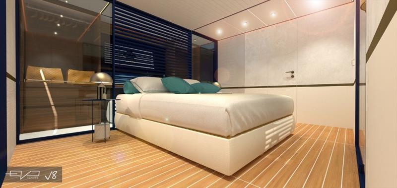 Evo V8 - Master cabin photo copyright Evo Yachts taken at  and featuring the Power boat class