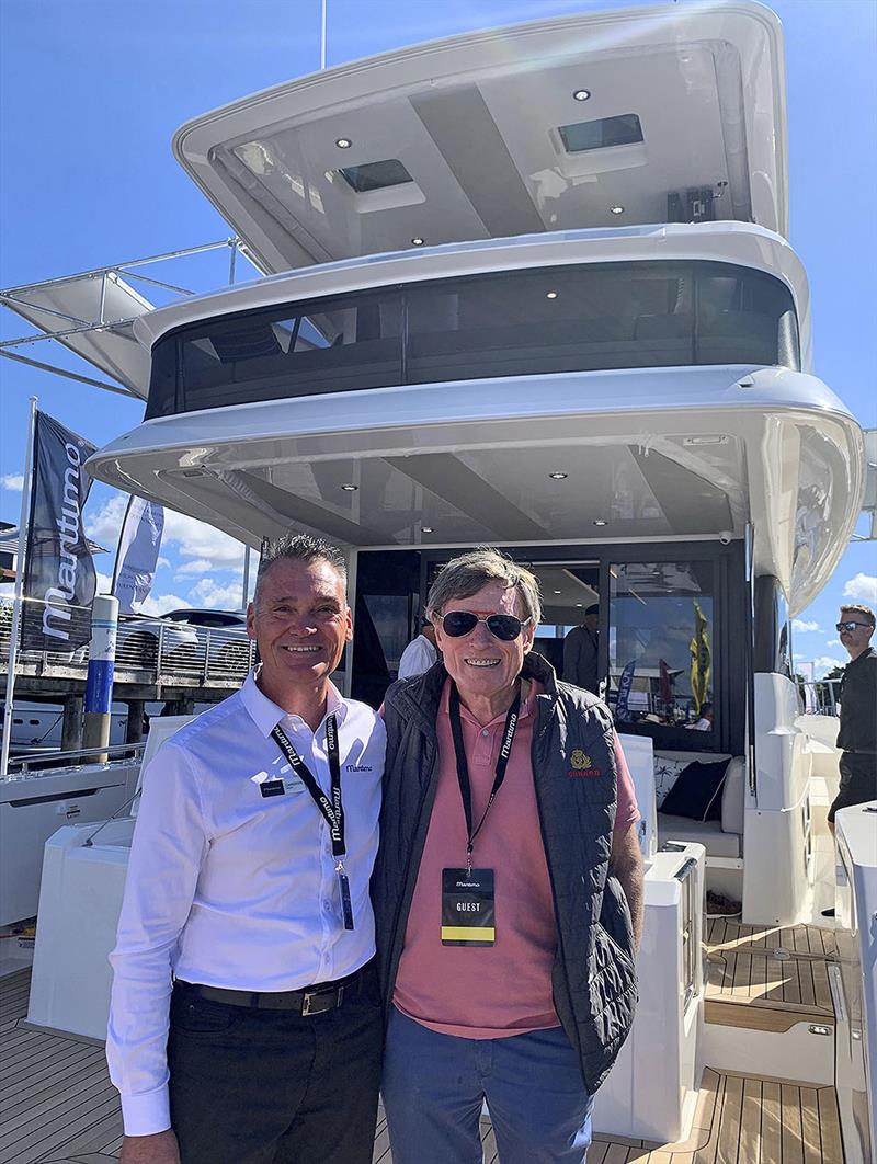 Maritimo M55 hull #2 owner David Crothers (R), with Cameron Wood (L) from Ormonde Britton's Maritimo Gold Coast photo copyright Maritimo taken at  and featuring the Power boat class