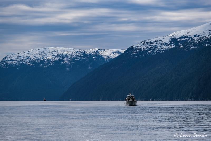 We're starting to see a lot more snow on the mountaintops - Flotilla to Alaska - Day 6 - photo © Laura Domela