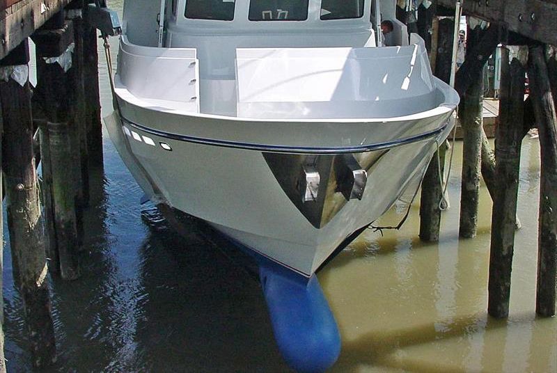 Kari 47' Trawler with bulb - the bulbous bow and fin design are giving us the smoothest ride ever photo copyright Bray Yacht Design And Research Ltd taken at  and featuring the Power boat class