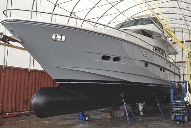 Horizon 65 receives a bulbous bow photo copyright Bray Yacht Design And Research Ltd taken at  and featuring the Power boat class