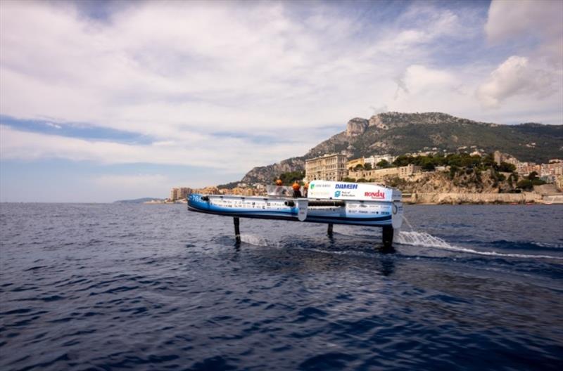 TU Delft Hydro Motion's first flying hydrogen boat on the open sea in Monaco photo copyright TU Delft Solar Boat Team taken at  and featuring the Power boat class