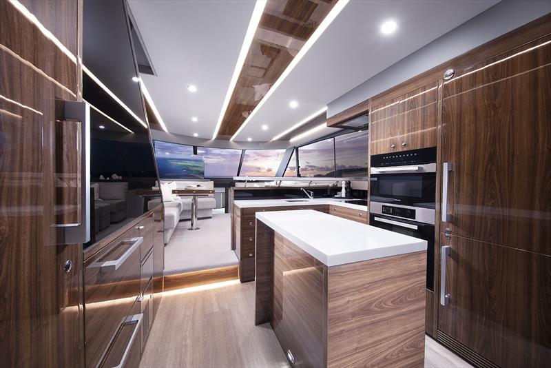 Maritimo M60 galley works straight into all your entertaining space out aft photo copyright Maritimo taken at  and featuring the Power boat class