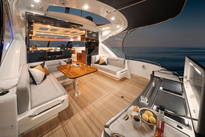 A magnificent entertainer's cockpit on board the Riviera 6000 Sport Yacht. - photo © Riviera Australia
