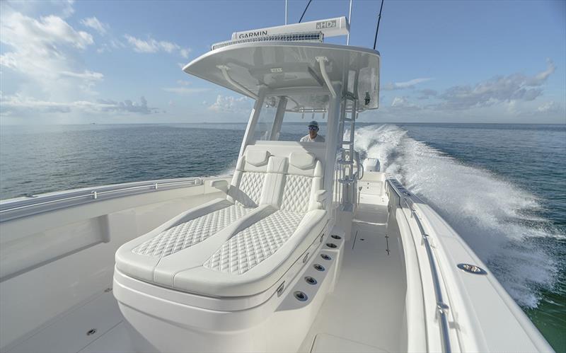 Invincible 33' Cat Seating, Storage & Quality Finish - photo © Invincible Boats