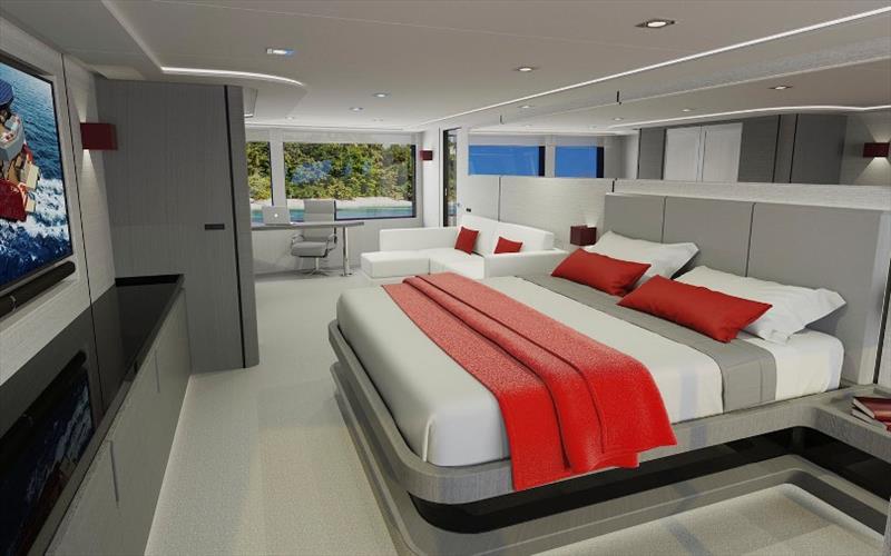 Spaceline 67 master cabin photo copyright Ultimate Catamarans taken at  and featuring the Power boat class