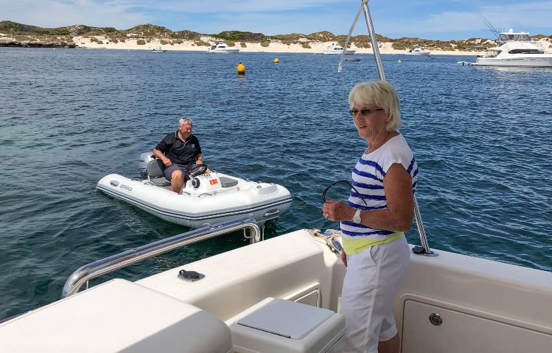 Pam and Wayne on the mooring at Narrow Neck on Rottnest Island photo copyright Wayne Osborn taken at  and featuring the Power boat class