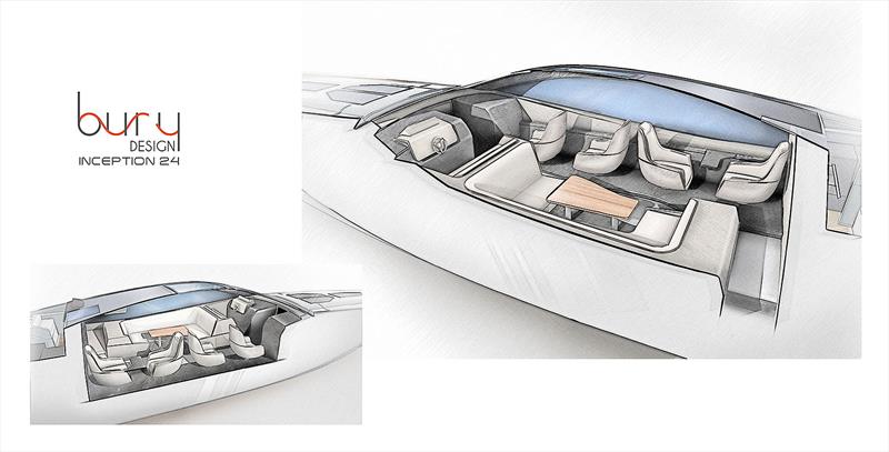 Main Saloon layout of the Inception 24 - photo © Bury Design