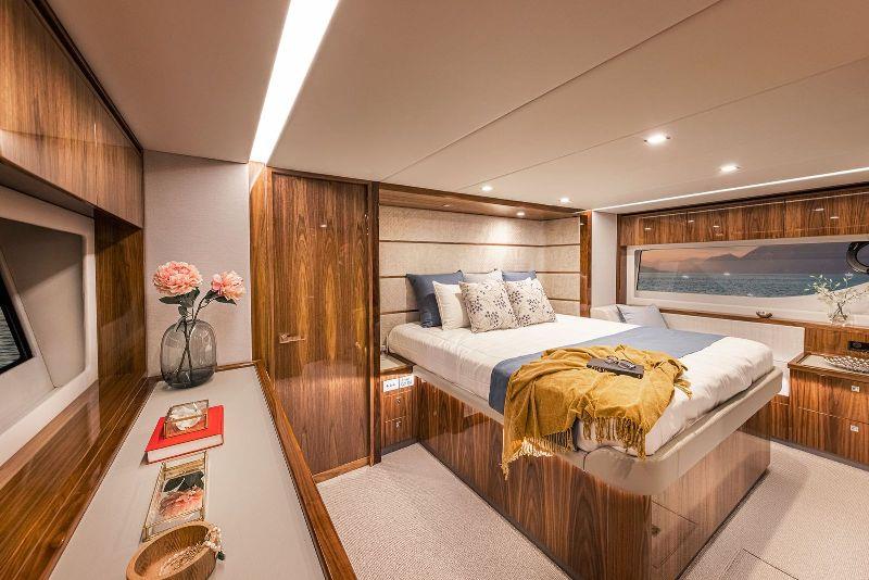 The full-beam master stateroom make the most of the grand scale afforded by Riviera's flagship SUV photo copyright Riviera Australia taken at  and featuring the Power boat class
