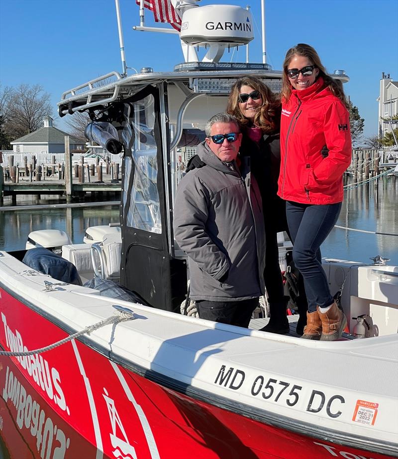 Capt. Mary Gilmer, (center) owner of TowBoatUS Knapps Narrows, along with her daughter, Capt. Sarah Lawrence (right), and son-in-law, Capt. Adam Lawrence (left) photo copyright Scott Croft taken at  and featuring the Power boat class
