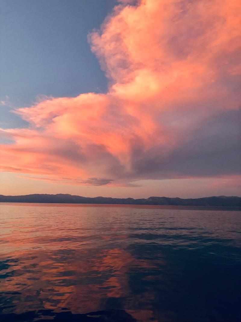 A serene sunset aboard the 395 SUV at Lake Tahoe, where strong winds can at times create challenging boating conditions photo copyright Riviera Australia taken at  and featuring the Power boat class
