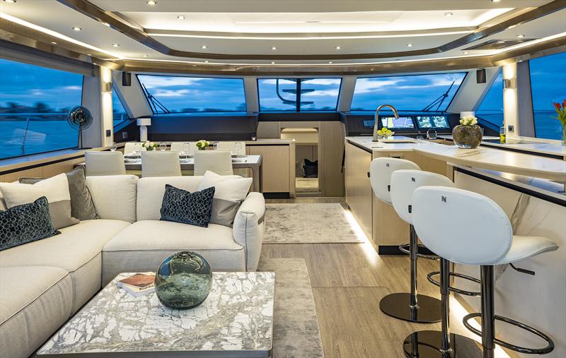 Main Saloon of the Aquila 70 - photo © Onne van der Wal