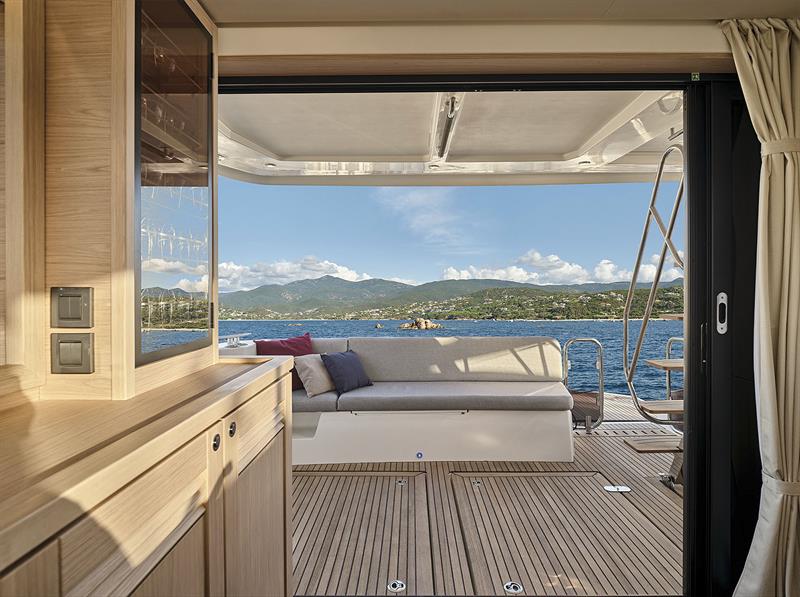 Aft galley layout extending into the cockpit on the new Beneteau Swift Trawler 48 photo copyright Nicolas Claris taken at  and featuring the Power boat class