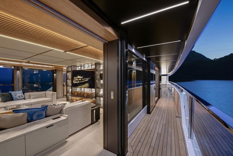 55m Al Waab - Walkway looking fwd into main salon photo copyright Alia Yachts / Pozitif Studio taken at  and featuring the Power boat class