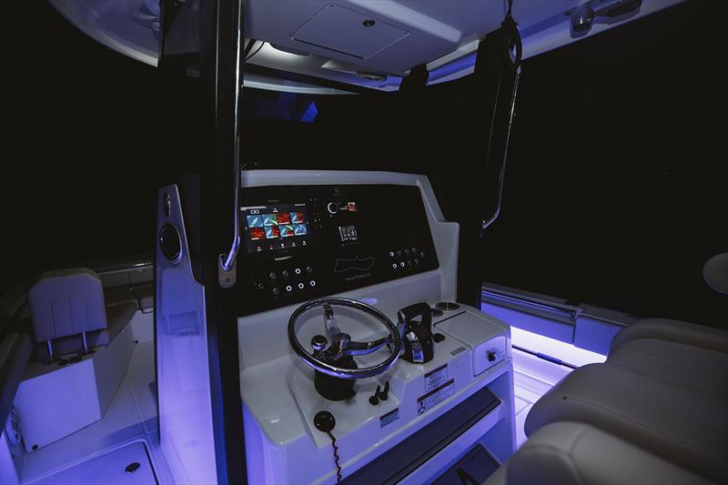 Modern and slick, everything you need for a greta time boating - Aquila Molokai Cat 28 - photo © Aquila Boats