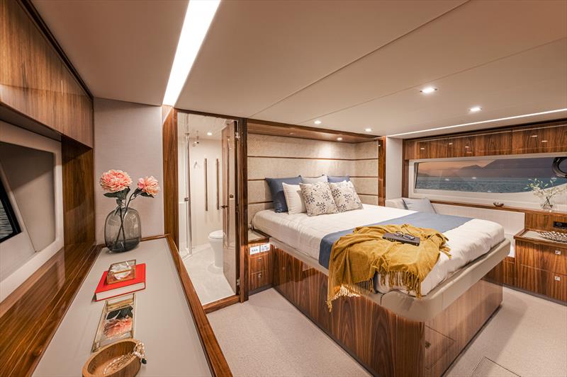 Jenny Haddrell says she can't help but feel pampered by the elegance of the finishes of their 645 SUV, Rayz Away photo copyright Riviera Australia taken at  and featuring the Power boat class