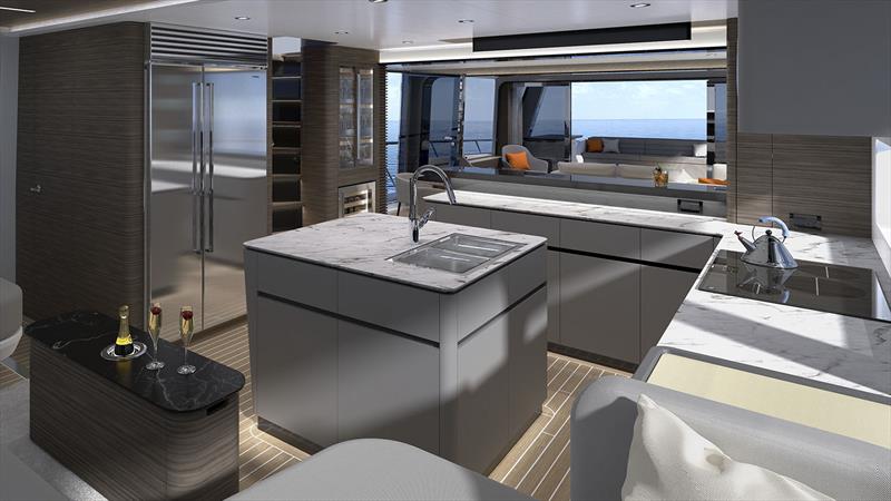 CLX96 SAV - Galley photo copyright CL Yachts taken at  and featuring the Power boat class