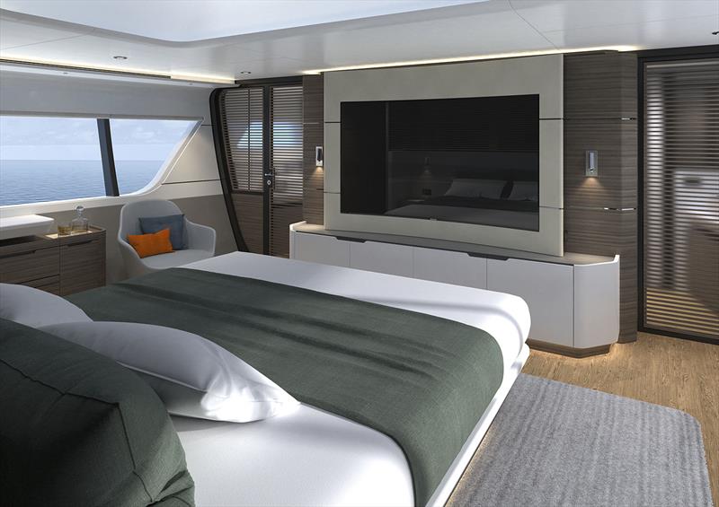CLX96 SAV - Master stateroom photo copyright CL Yachts taken at  and featuring the Power boat class