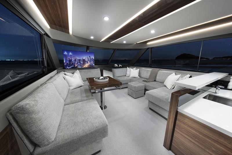 Formal, comfortable, stylish, practical - Main Saloon aboard the Maritimo M600 Offshore FMY - photo © Maritimo