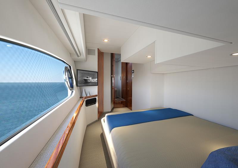 Riviera 465 SUV - The port side stateroom offers a queen double bed while the starboard stateroom provides twin side-by-side single beds. photo copyright Riviera Australia taken at  and featuring the Power boat class