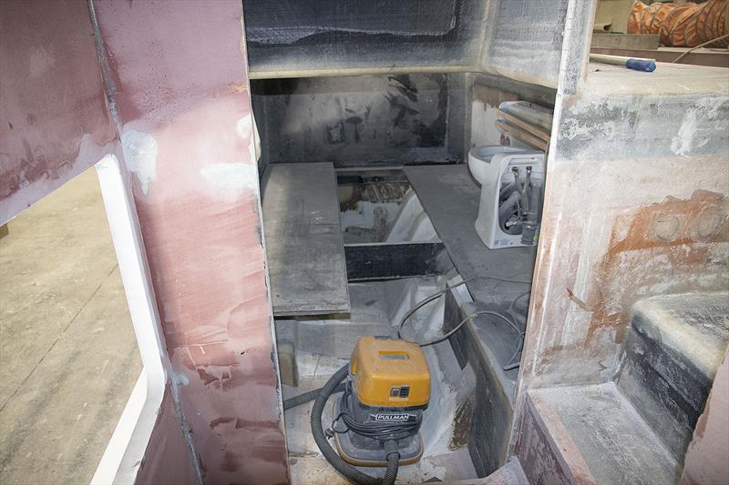 Starboard cabin may not look much now, but it has ample room for two to sleep and a magnificent view out of the huge topside windows. Good way to wake up! - photo © John Curnow