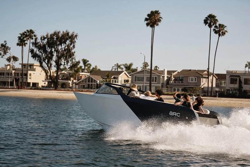 Testing an early skeleton boat for performance, including wake sport potential photo copyright Arc Boats taken at  and featuring the Power boat class