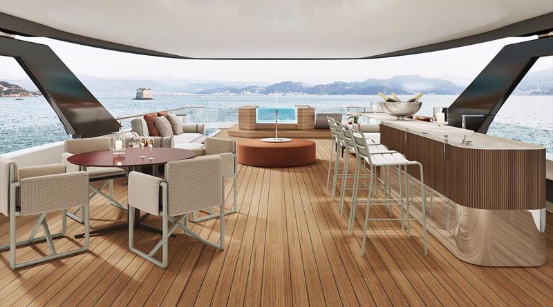 Custom Line Navetta 50 - Sundeck - Renders by ACPV Architects Antonio Citterio Patricia Viel - photo © Custom Line