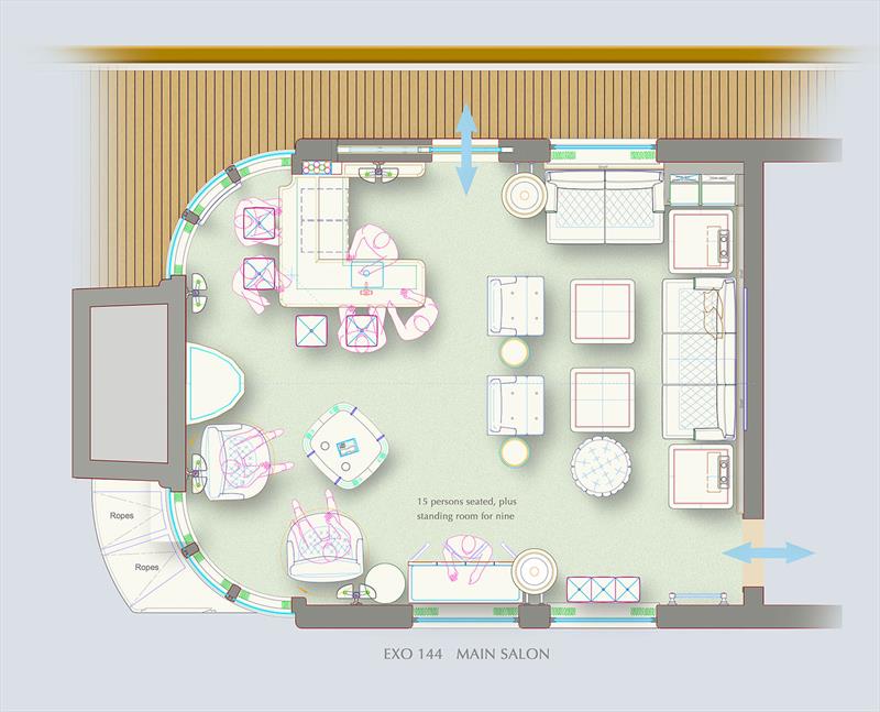 EXO 144 - salon plan detail photo copyright LP Design UK taken at  and featuring the Power boat class