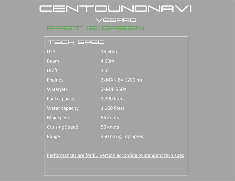 Vespro - short specifications photo copyright Centouno Navi taken at  and featuring the Power boat class