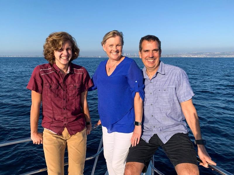A younger Ben aboard Island RV with Anita and Mark off the Californian Coast - photo © Riviera Australia
