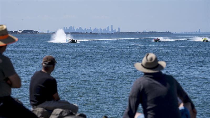 Class One racer with Supercat Outboard competitors - Offshore Superboat Championship - photo © Peter Kotsa