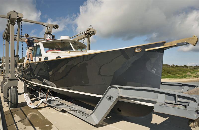 The magnificent second boat in the Deal Island 50 range - Southern Rock - check out the brushed brass bow roller - photo © The Wooden Boat Shop