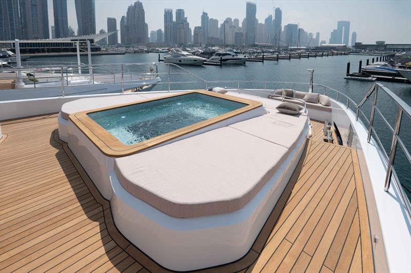 Majesty 111 Superyacht - Sun deck jacuzzi photo copyright Gulf Craft taken at  and featuring the Power boat class