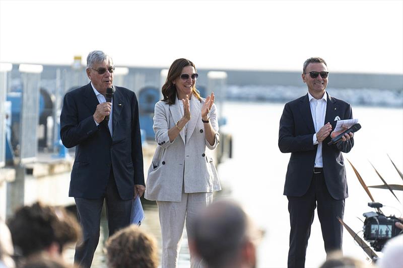 From left to right: Paolo Vitelli, founder of the Azimut|Benetti Group, Giovanna Vitelli, Chair, and CEO Marco Valle - Benetti's 150 year anniversary photo copyright Benetti Yachts taken at  and featuring the Power boat class