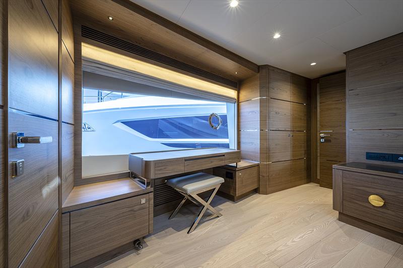 FD Skyline Issimo hull 27 - Master stateroom vanity close photo copyright Horizon Yachts taken at  and featuring the Power boat class