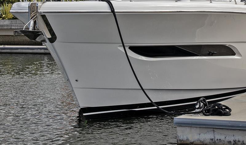 Bow of the new Maritimo S75 is significant and also possesses a lot of flare, just to add to its already impressive stance photo copyright John Curnow taken at  and featuring the Power boat class