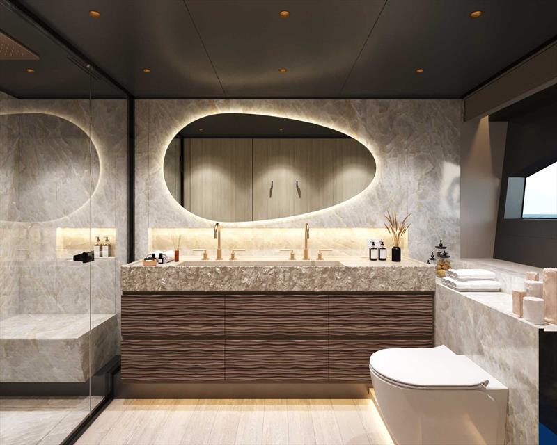 Arcadia A96 - VIP bathroom photo copyright Arcadia Yachts taken at  and featuring the Power boat class