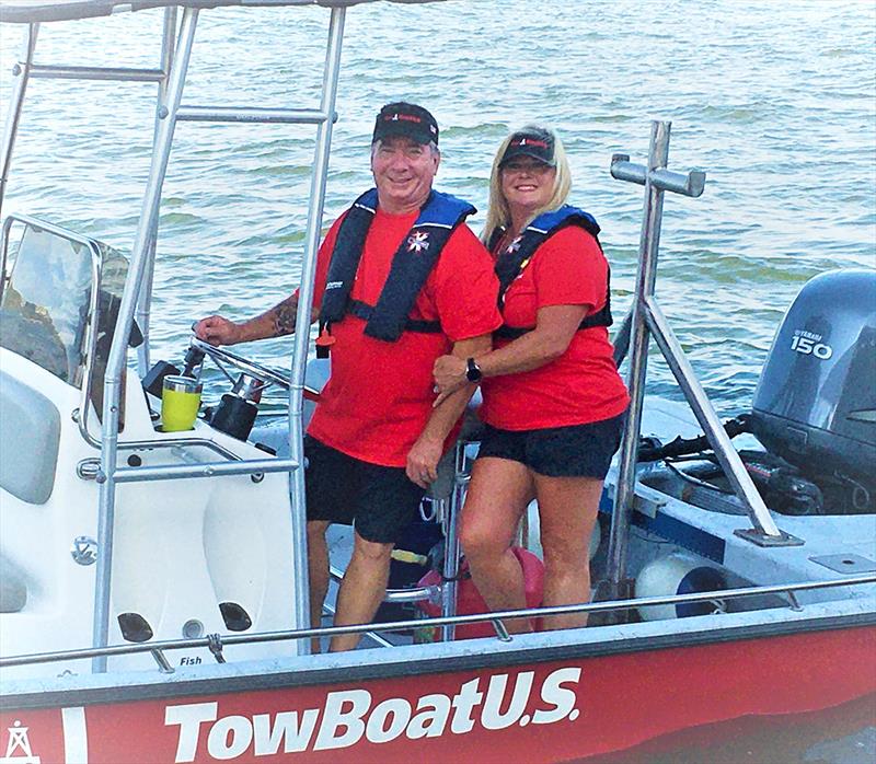 (L to R) Capt. Tray and LaDonna Hudgens of TowBoatUS Lake Granbury, Texas photo copyright BoatUS taken at  and featuring the Power boat class