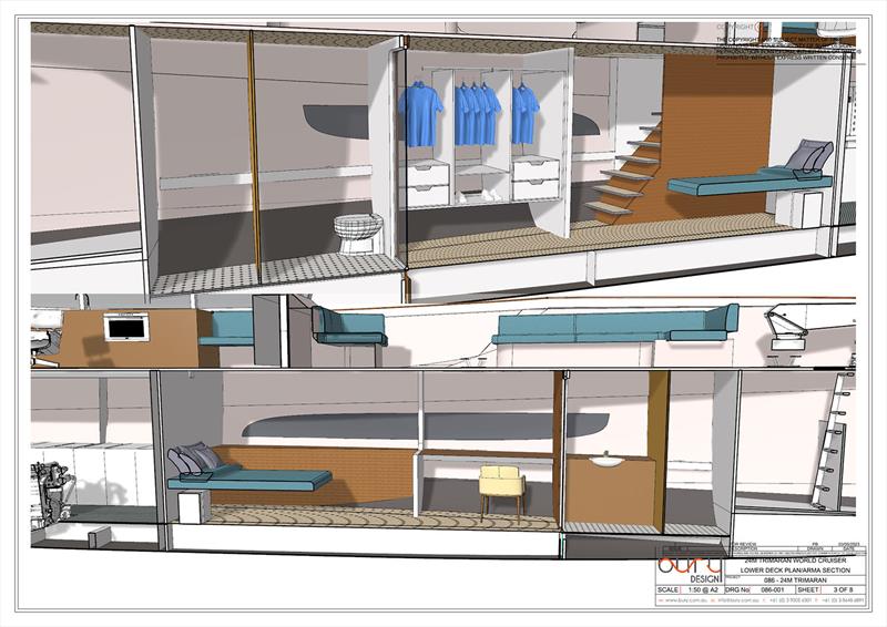 Owner's Stateroom - Stabilised Monohull photo copyright Bury Design taken at  and featuring the Power boat class